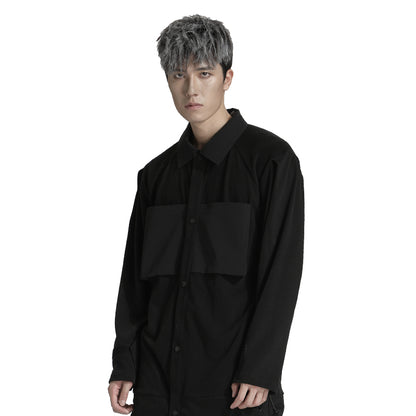 Patchwork panel Warrior Shirts With Multi-Pocket Design For men