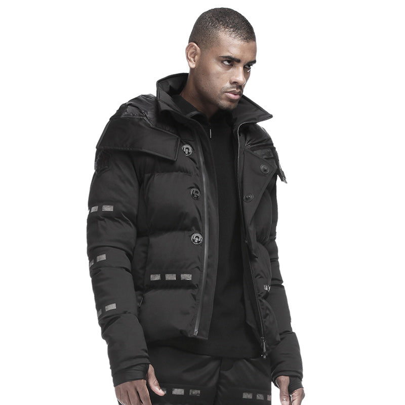 Cropped Length Warrior Padded Jackets With Magnetic Buckles For men