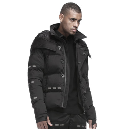 Cropped Length Warrior Padded Jackets With Magnetic Buckles For men