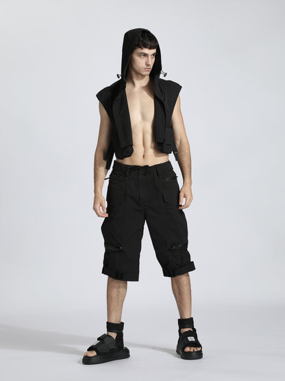 Patchwork panel Warrior Vests With Multi-Pocket Design For men