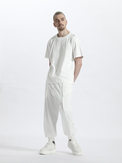Patchwork panel Warrior T-Shirts With Multi-Pocket Design For men