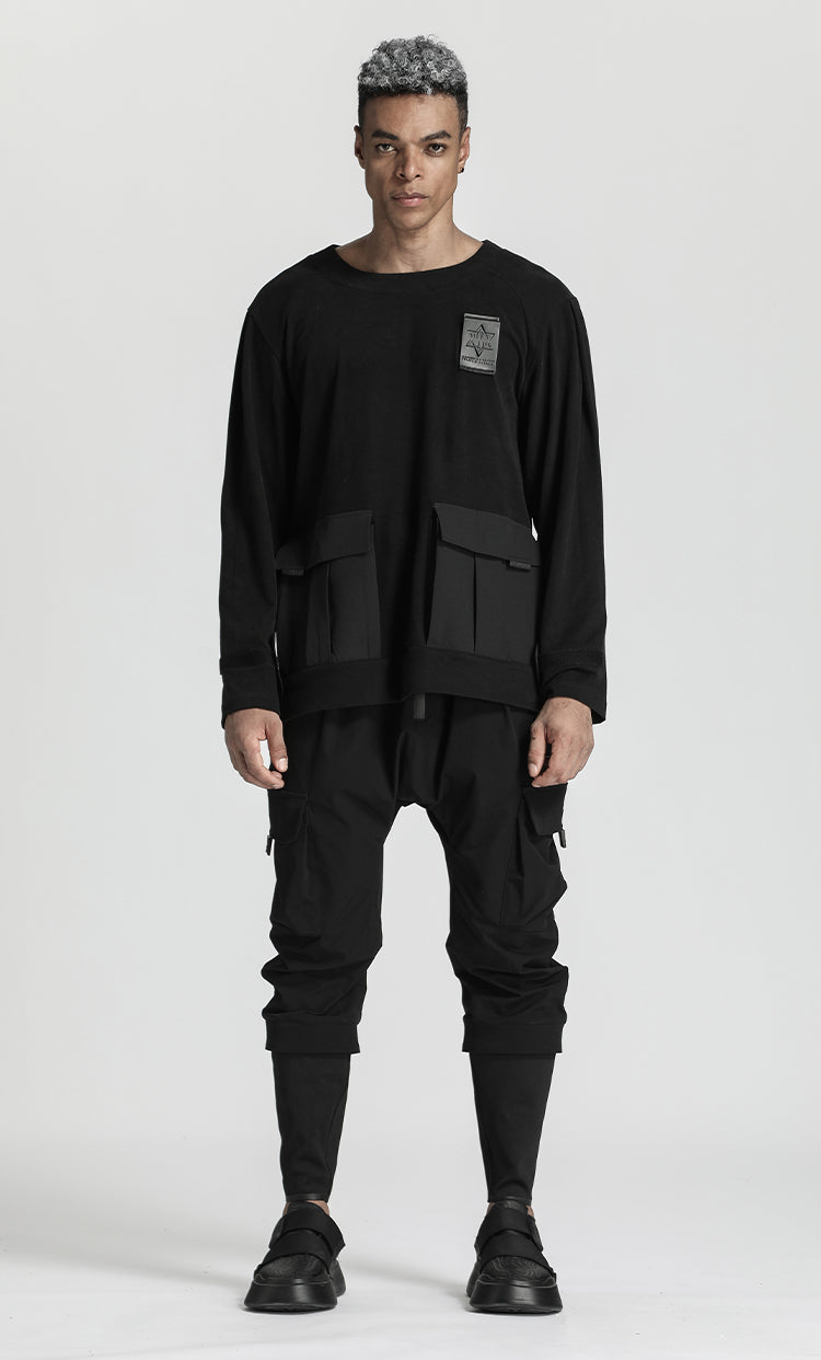 Patchwork panel Warrior T-Shirts With Ribbed Cuffs/Hem For men