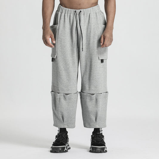 Patchwork panel Warrior Sweatpants With Adjustable Drawstring For men