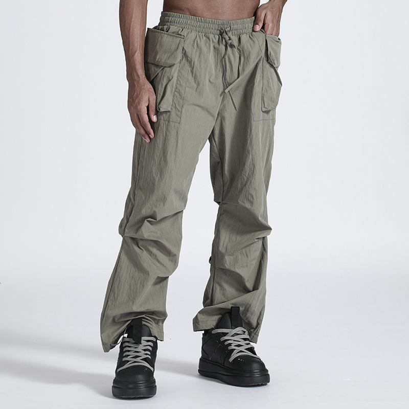 Patchwork panel Warrior Cargo Pants With Elastic Waistband For men
