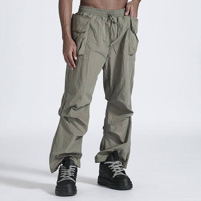 Patchwork panel Warrior Cargo Pants With Elastic Waistband For men
