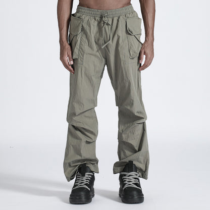 Patchwork panel Warrior Cargo Pants With Elastic Waistband For men