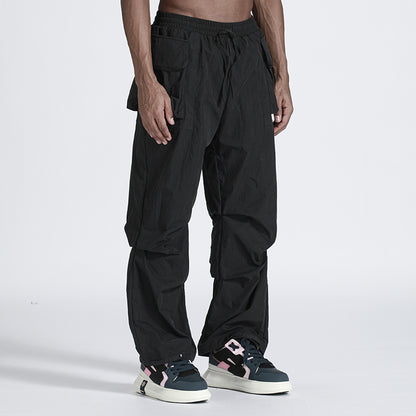 Patchwork panel Warrior Cargo Pants With Elastic Waistband For men