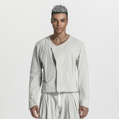 Cropped Length Warrior Jackets With Magnetic Buckles For men
