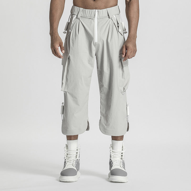 Techwear Style Warrior Shorts With Multi-Pocket Design For men