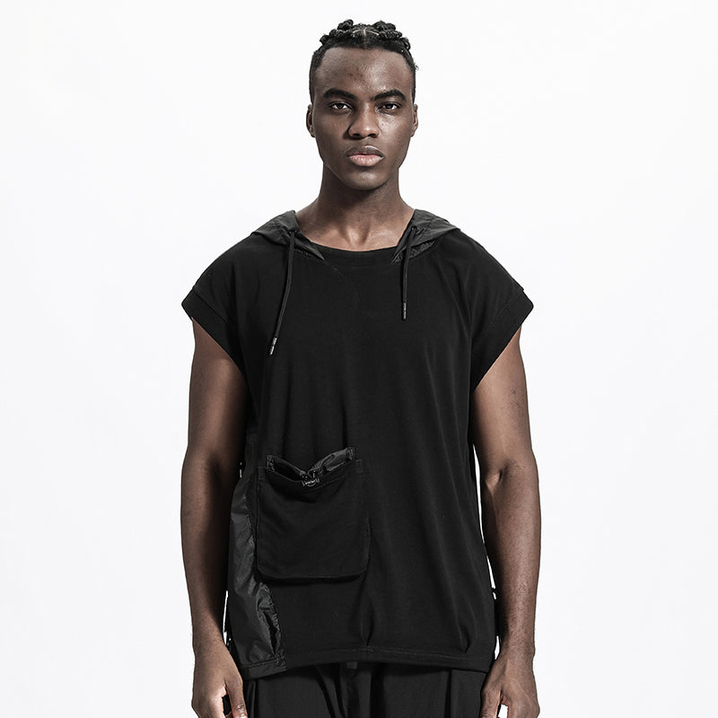 Patchwork panel Warrior Tank Tops (Sleeveless Tops) With Multi-Pocket Design For men