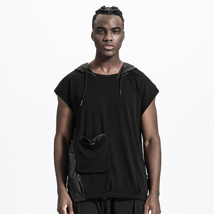 Patchwork panel Warrior Tank Tops (Sleeveless Tops) With Multi-Pocket Design For men