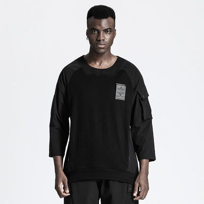 Patchwork panel Warrior T-Shirts With Ribbed Cuffs/Hem For men