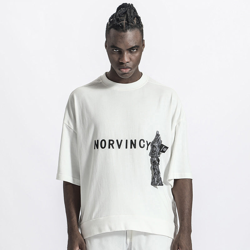 Streetwear Warrior T-Shirts With Ribbed Cuffs/Hem For men