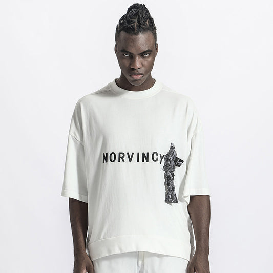 Streetwear Warrior T-Shirts With Ribbed Cuffs/Hem For men