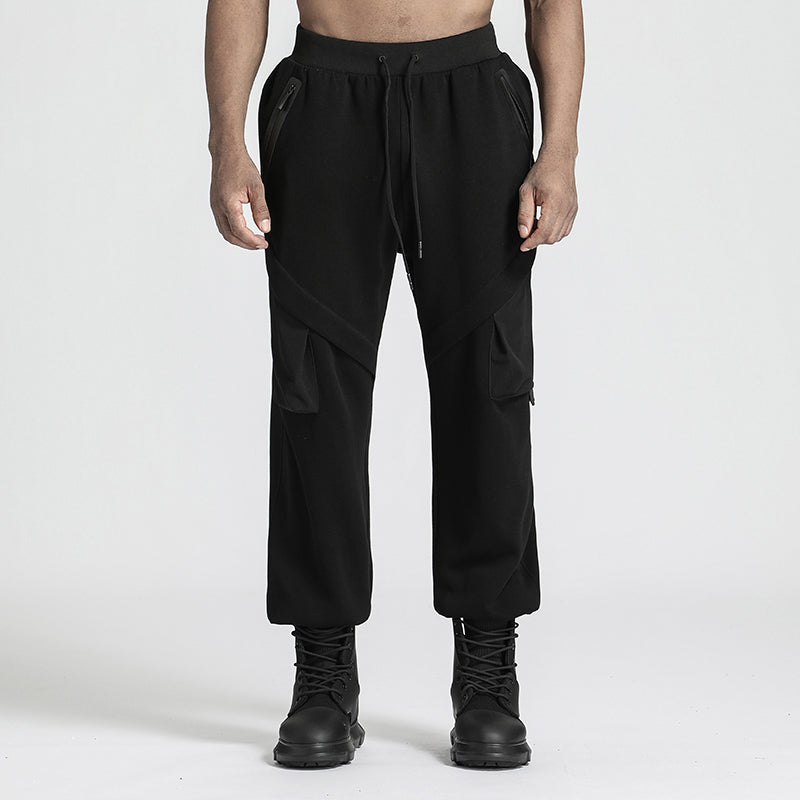 Patchwork panel Warrior Sweatpants With Multi-Pocket Design For men