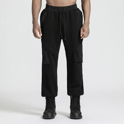 Patchwork panel Warrior Sweatpants With Multi-Pocket Design For men