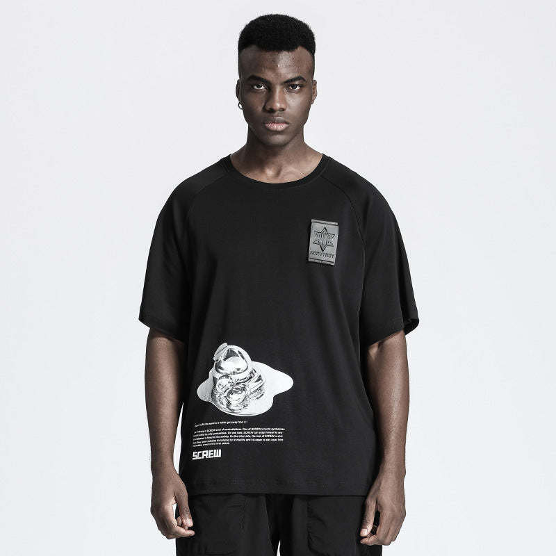 Loose/Relaxed Fit Warrior T-Shirts With Patchwork panel For men