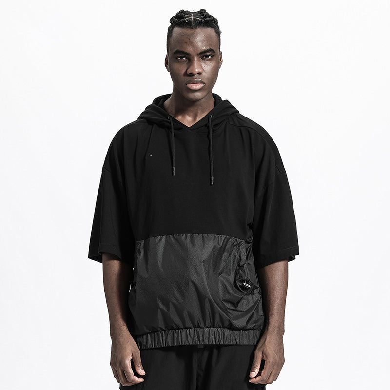 Patchwork panel Warrior T-Shirts With Adjustable Drawstring For men