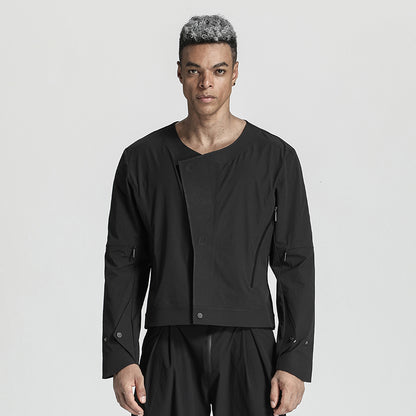Cropped Length Warrior Jackets With Magnetic Buckles For men