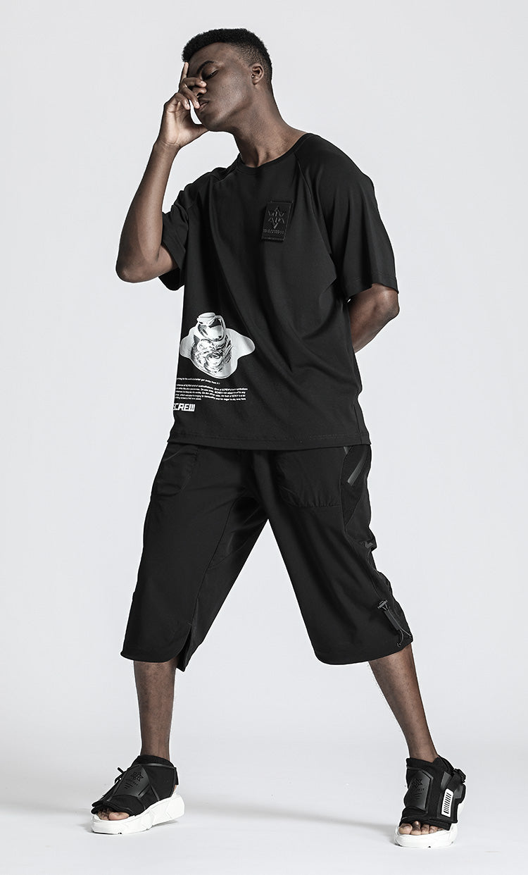 Loose/Relaxed Fit Warrior T-Shirts With Patchwork panel For men