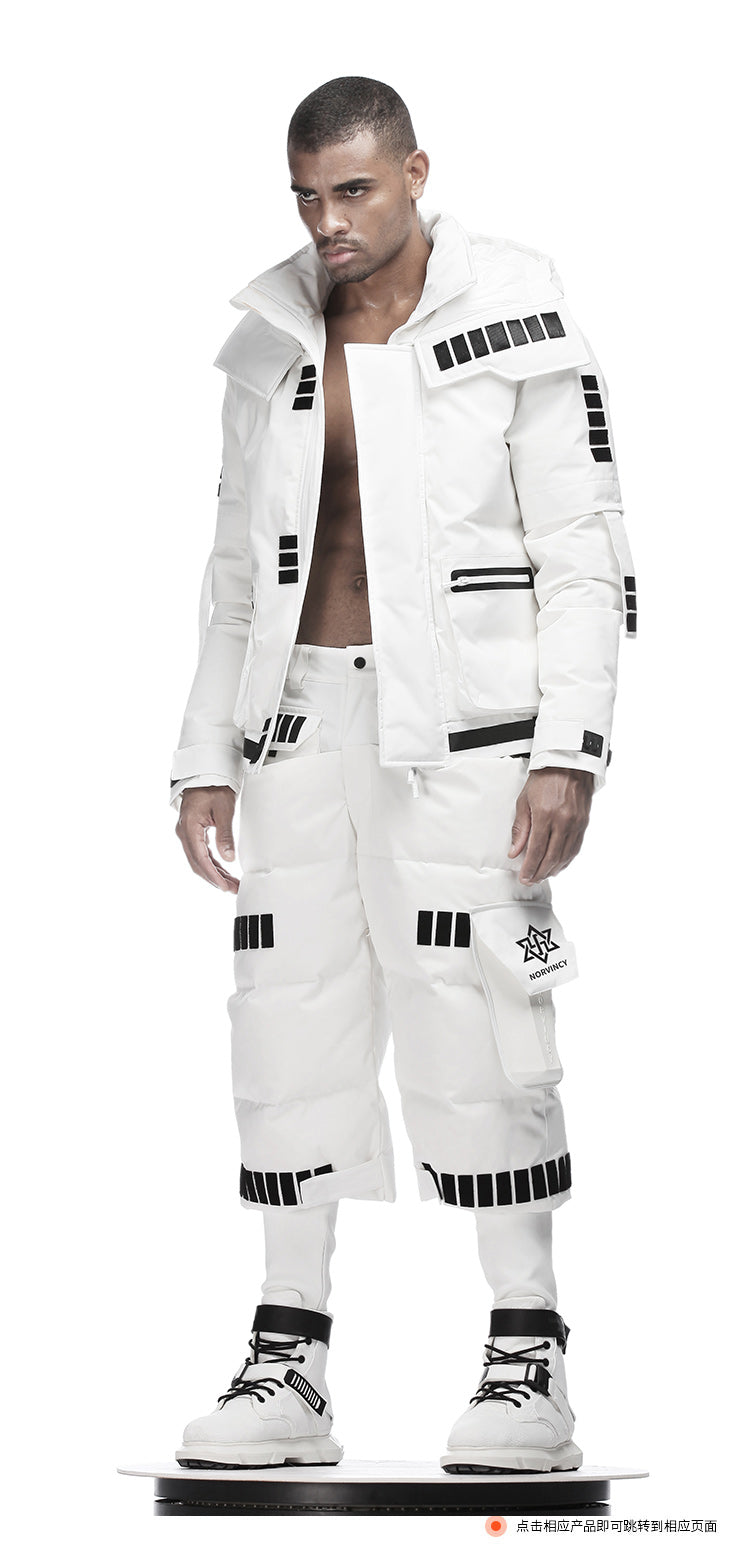 Futuristic Design Warrior Down Jackets With Multi-Pocket Design For men