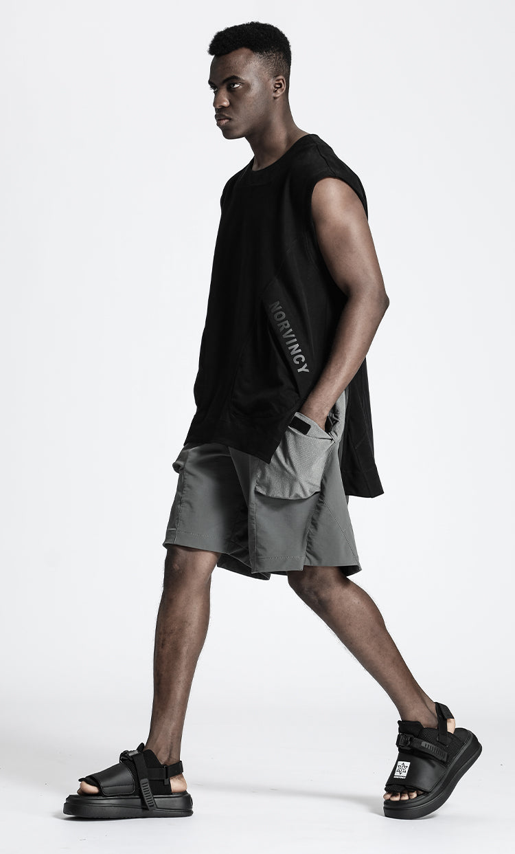 Futuristic Design Warrior Shorts With Multi-Pocket Design For men
