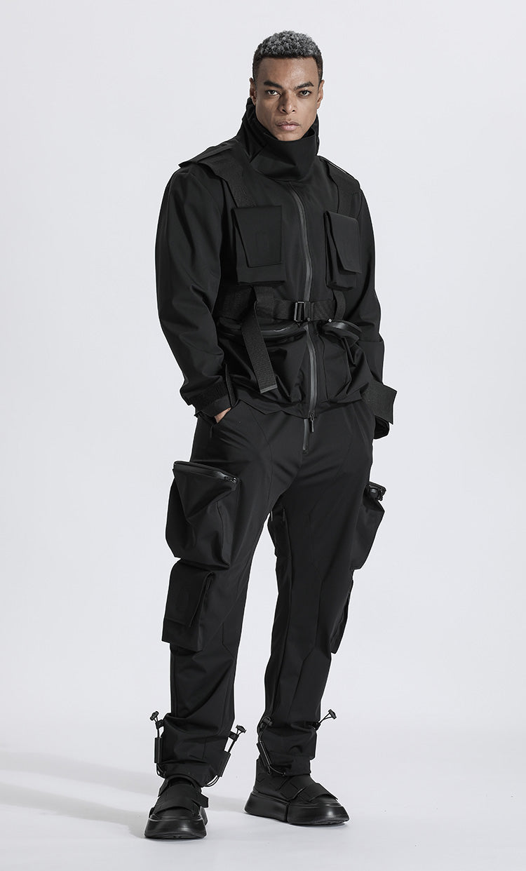 Utilitarian Warrior Cargo Pants With Elastic Waistband For men