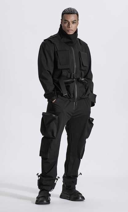 Utilitarian Warrior Cargo Pants With Elastic Waistband For men