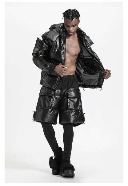 Cyberpunk Aesthetic Warrior Padded Jackets With Zip-Off Sleeves For men