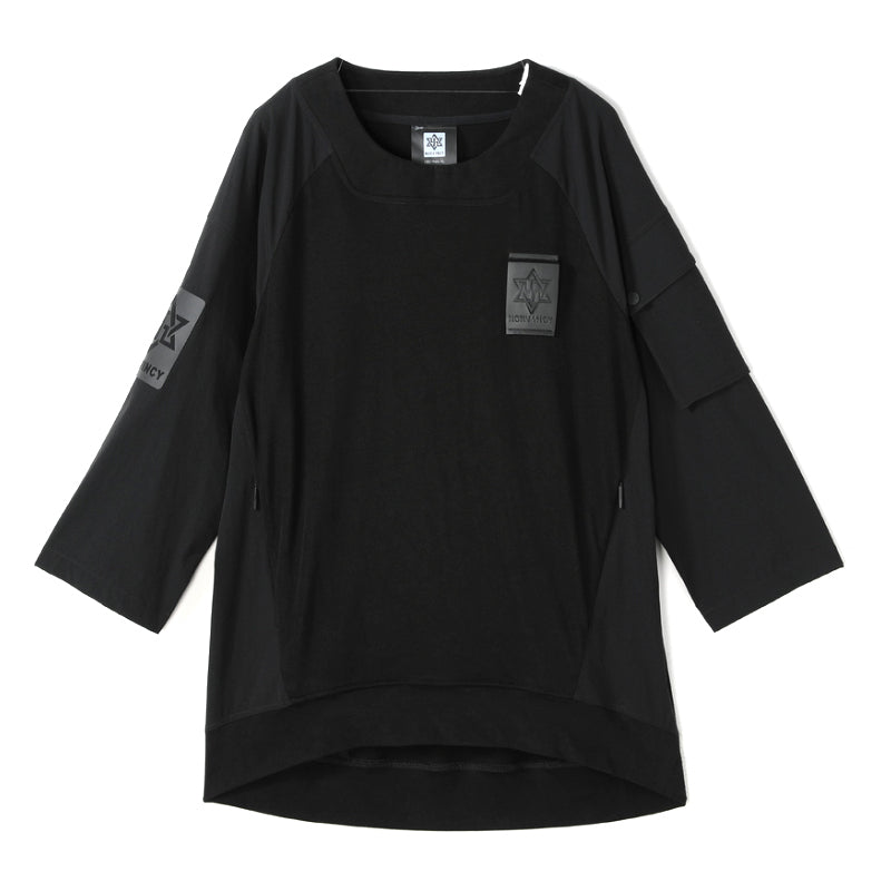 Patchwork panel Warrior T-Shirts With Ribbed Cuffs/Hem For men