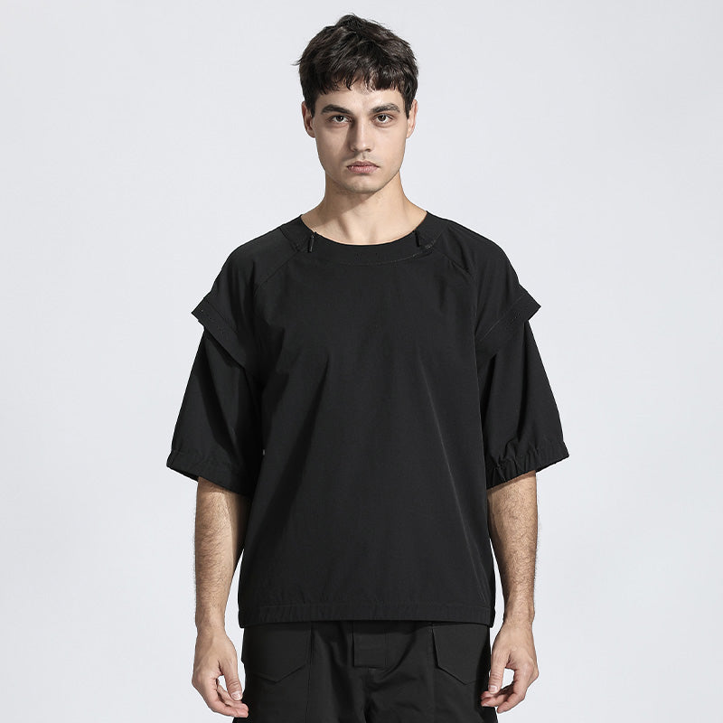 Patchwork panel Warrior T-Shirts With Multi-Pocket Design For men
