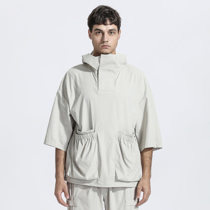 Patchwork panel Warrior Shirts With Multi-Pocket Design For men