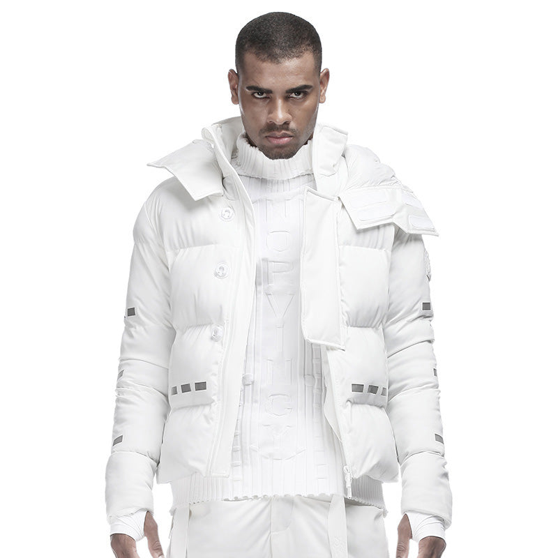 Cropped Length Warrior Padded Jackets With Magnetic Buckles For men