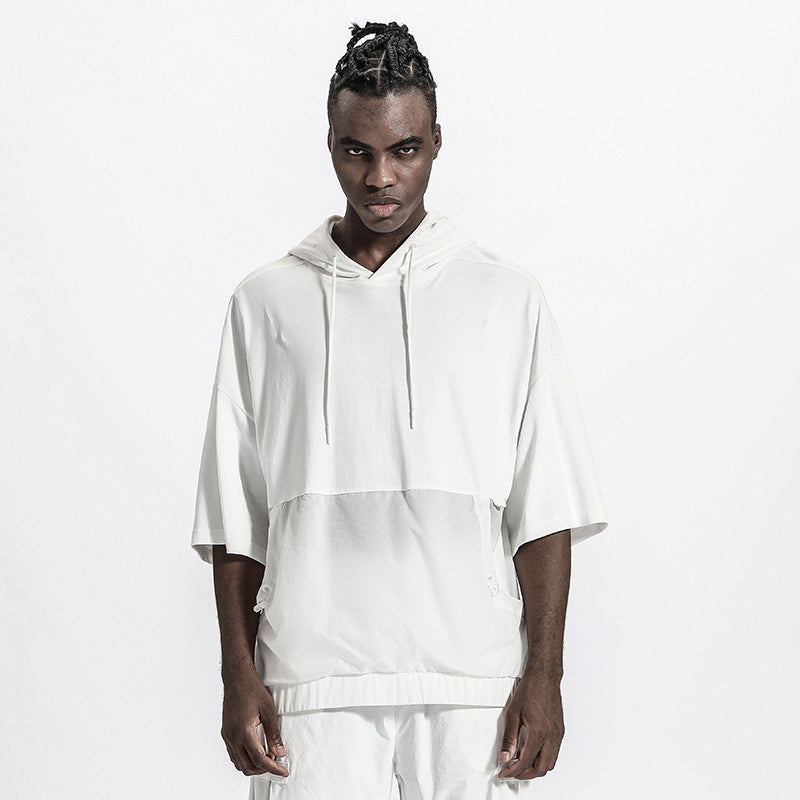 Patchwork panel Warrior T-Shirts With Adjustable Drawstring For men