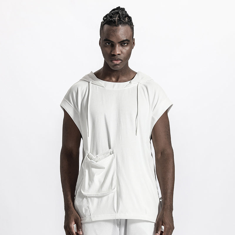 Patchwork panel Warrior Tank Tops (Sleeveless Tops) With Multi-Pocket Design For men