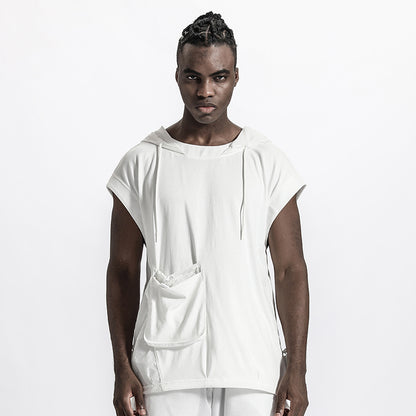 Patchwork panel Warrior Tank Tops (Sleeveless Tops) With Multi-Pocket Design For men