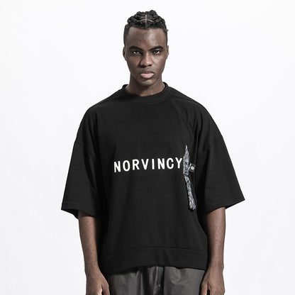 Streetwear Warrior T-Shirts With Ribbed Cuffs/Hem For men